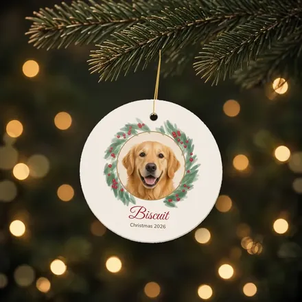 Personalized dog photo Christmas ornament by Barkspur